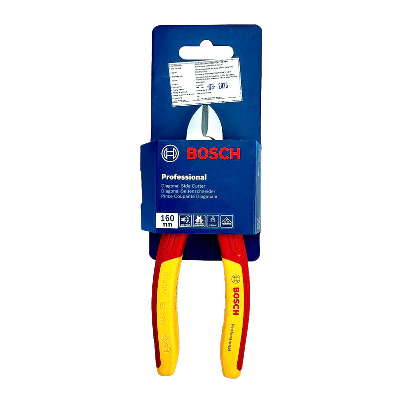 Kìm cắt Bosch 1600A02ND9 cách điện 1000V chuẩn VDE dài 160mm, vật liệu thép Cr-V