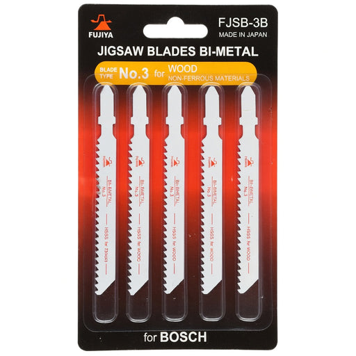 Vỉ 5 lưỡi cưa lọng Fujiya FJSB-3B cắt gỗ, đuôi gài chuẩn Bosch, thép Bi-Metal