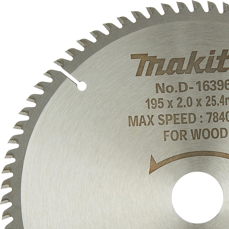 Lưỡi cưa gỗ TCT Makita D-16396 đường kính 195mm, 80 răng kiểu ATB, lỗ cốt 25,4mm