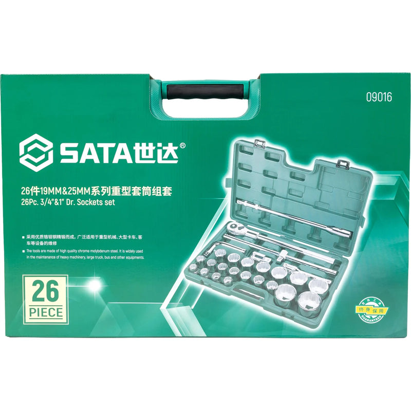 26個 3/4インチ &amp; 1インチ Dr.ソケットセット SATA 09016