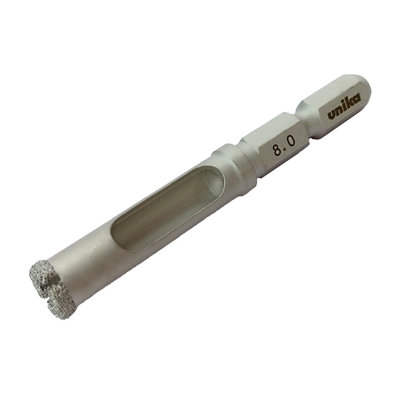Mũi khoan kim cương, khoan gạch men và đá granite Unika DJW, đuôi lục giác 6.35mm, số từ 5mm - 35mm (mã DJW)