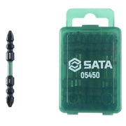 Hộp 10 mũi vít 2 đầu bake PH2 SATA 05450 dài 65mm bằng thép hợp kim S2 đuôi lục giác 1/4 inch kèm hộp nhựa màu xanh