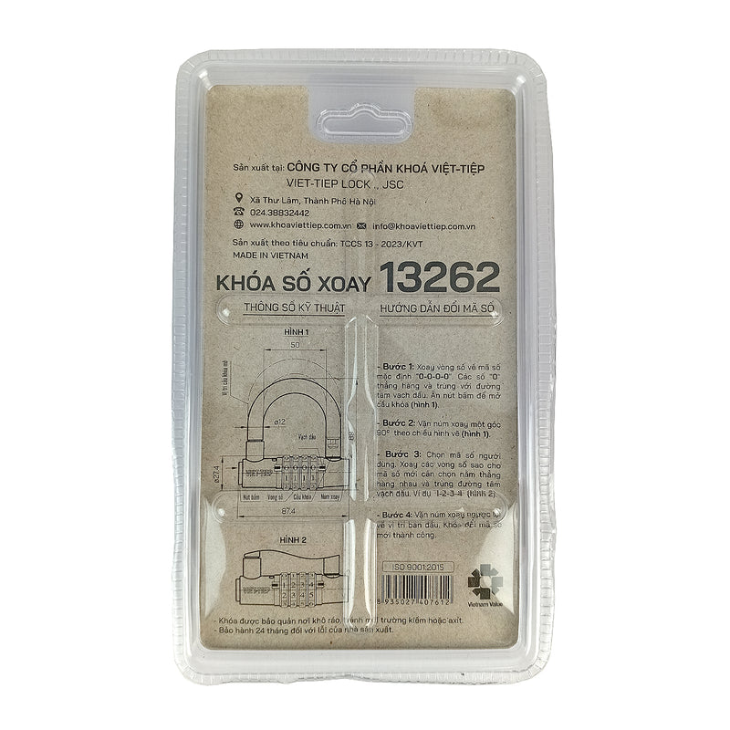 Ổ khóa chữ U 4 cọc số xoay Việt Tiệp, cọc số dạ quang phát sáng trong bóng tối