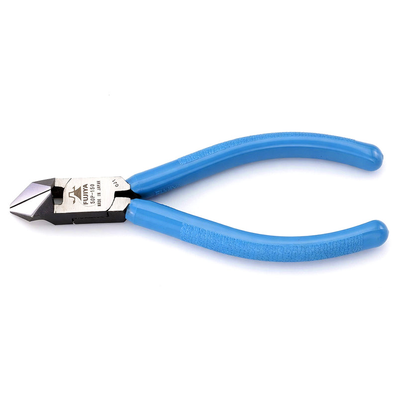 Kìm cắt nhựa nghiêng 25 độ Fujiya 50P-150 150mm lưỡi cong, thép hợp kim cao cấp, cán nhựa cam chống trượt.