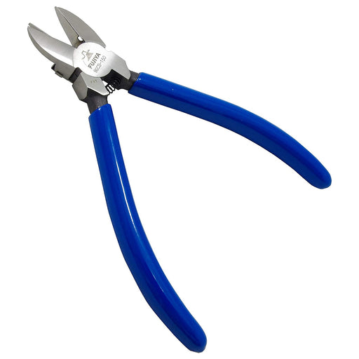 Kìm cắt nhựa Fujiya 90CS-125 125mm bản kẹp chống rơi dây rút, lưỡi thép mạ bạc, cán nhựa xanh có lò xo trợ lực.