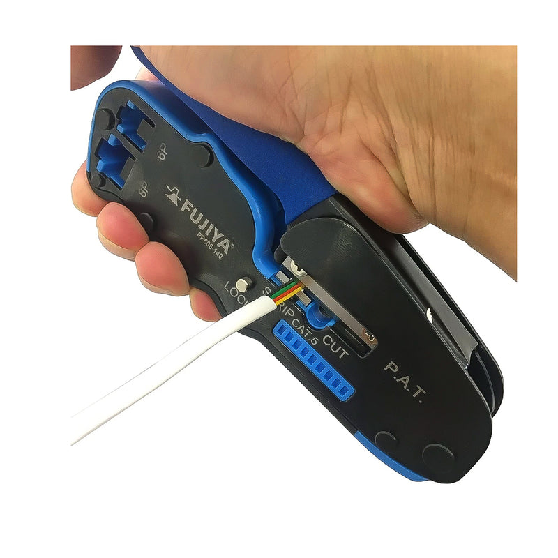 Kìm bấm mạng đa năng Fujiya PP606-140 kích thước 140mm,bấm cosse RJ45/RJ11, cắt và tuốt dây