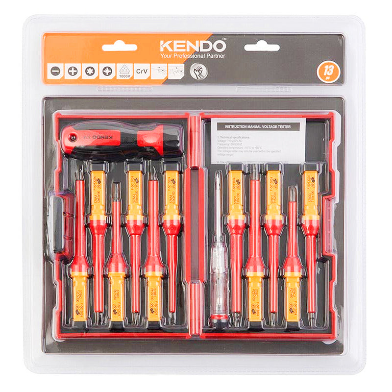 Bộ tua vít cách điện 1000V 13 chi tiết Kendo 20485