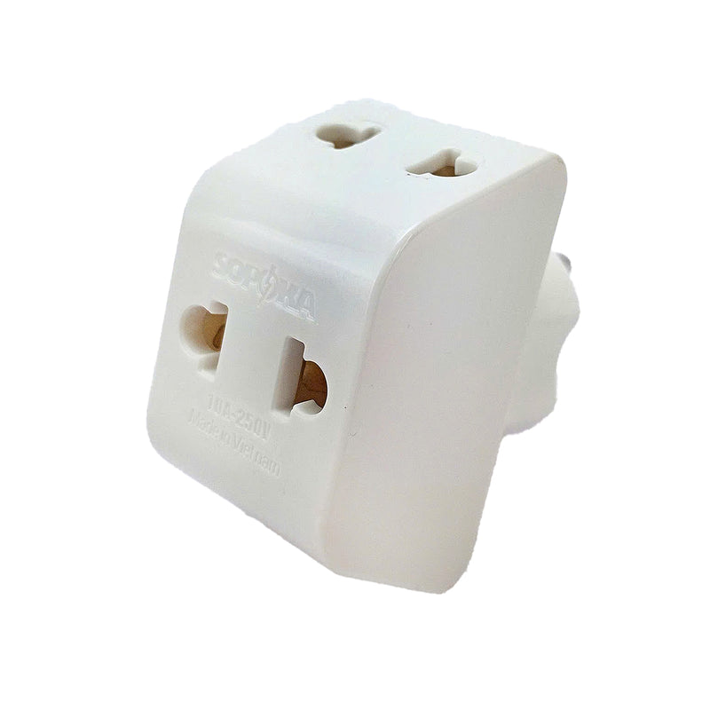 Đầu chia phích cắm 3 cổng đế cao màu (trắng/xanh) SOPOKA P12