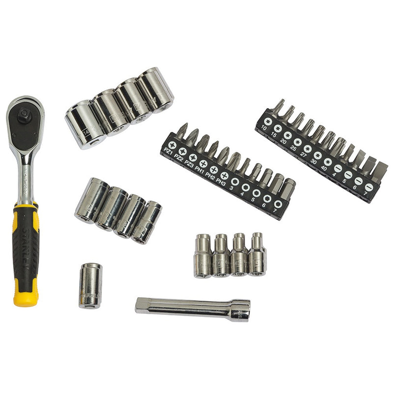Bộ đầu tuýp và mũi vặn vít kết hợp, cốt 1/4 inch, 37 chi tiết Stanley STMT82672-0