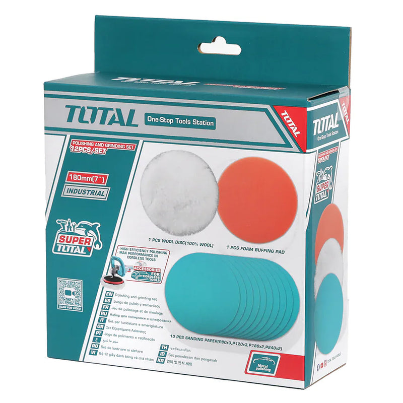 Bộ đĩa mài và đánh bóng 12 chi tiết Total TAC18012 đường kính 180mm
