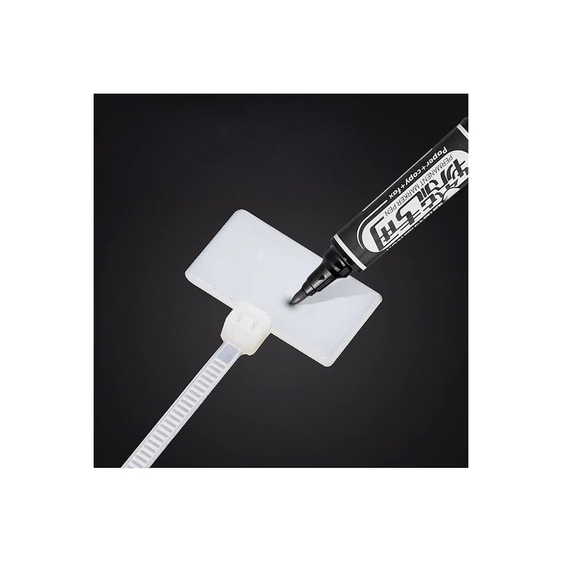 Dây rút KST có thẻ ghi chú khổ ngang, cổ rút nằm ngoài, dài 100mm, bản rộng 2.5mm, mã số KI-100M