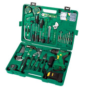 Bộ dụng cụ tổng hợp kèm máy khoan pin 18V SATA 99 chi tiết.