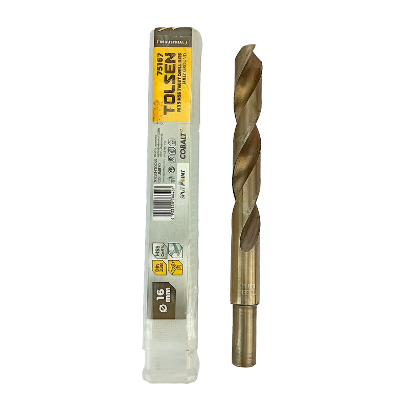 Mũi khoan Inox HSS/M35 (Co5%) tiêu chuẩn công nghiệp 1mm ~ 16mm TOLSEN