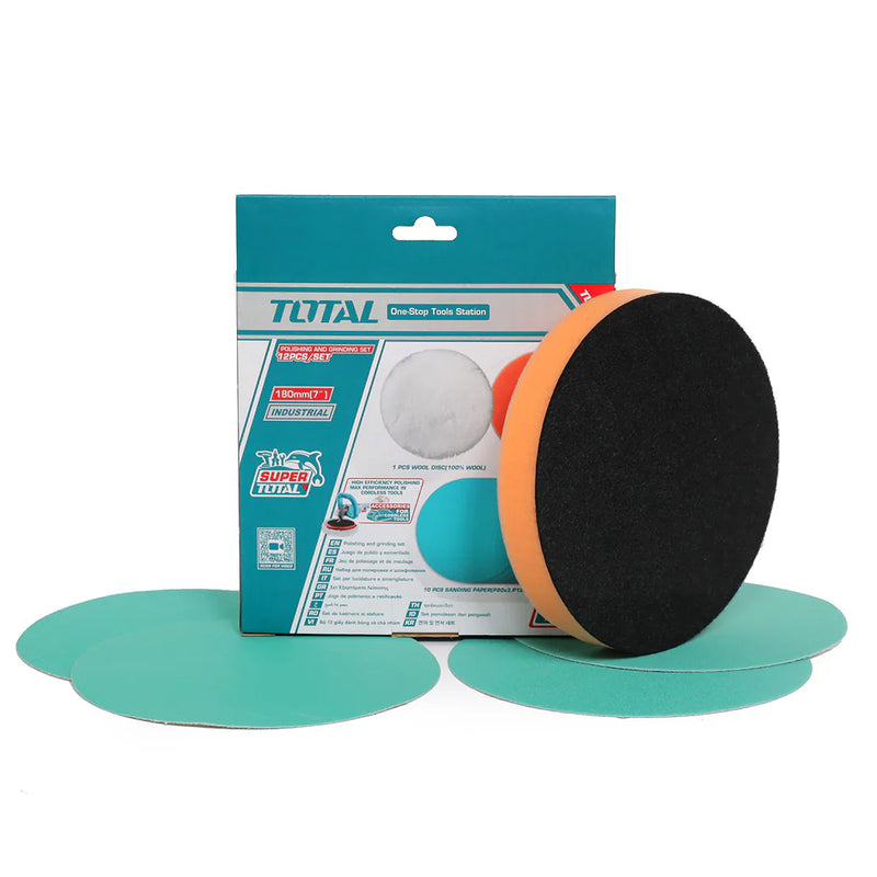 Bộ đĩa mài và đánh bóng 12 chi tiết Total TAC18012 đường kính 180mm