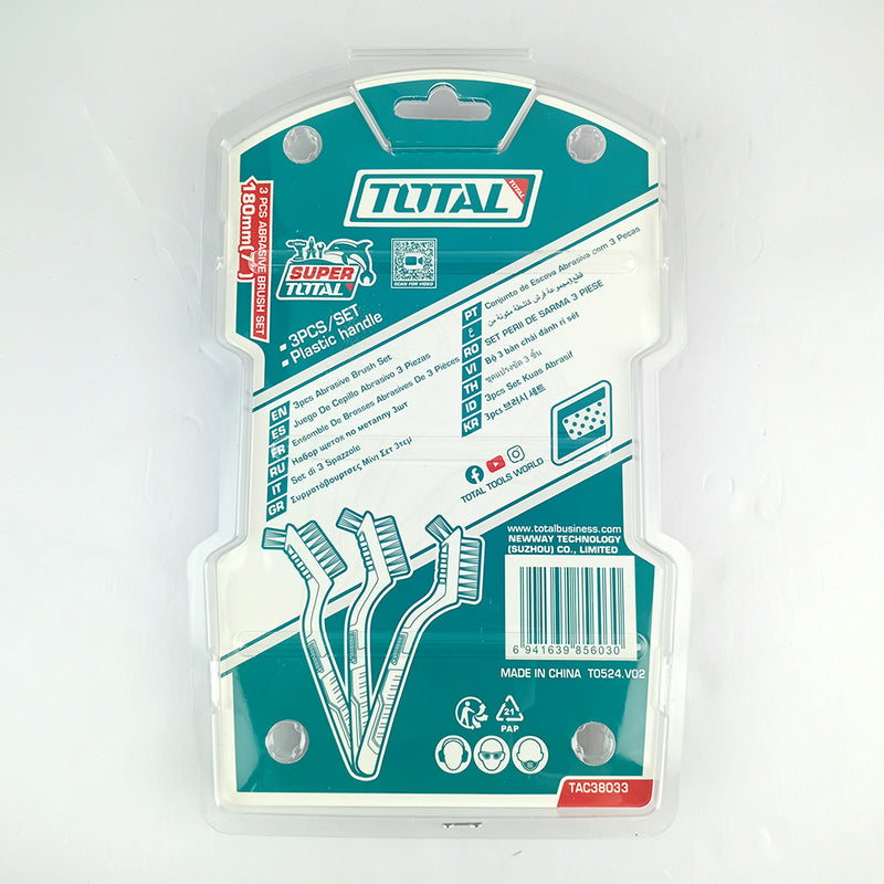 Vỉ 3 bàn chải mini kích thước 180mm (7 inch) Total TAC38033