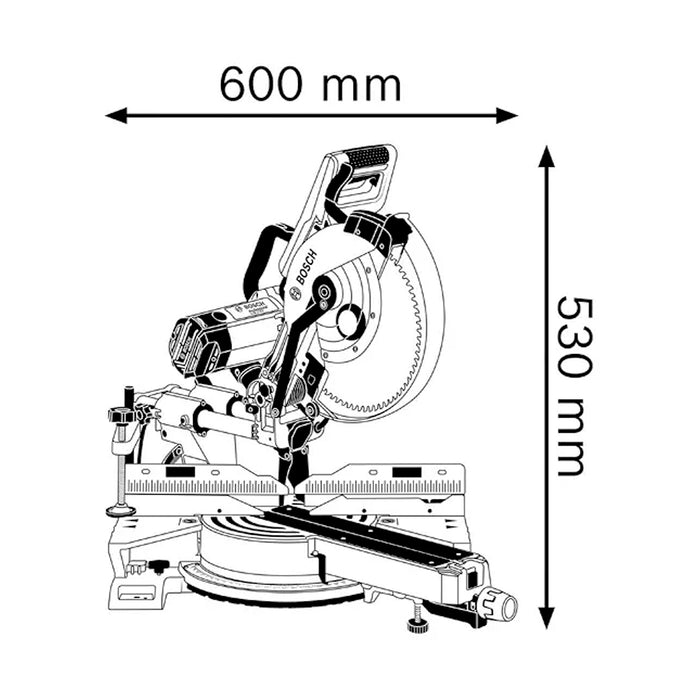 Máy cưa đa góc trượt Bosch GCM 12 SDE công suất 1800W, đường kính lưỡi 305mm, có tia laser canh chỉnh cắt mã số 0601B23100