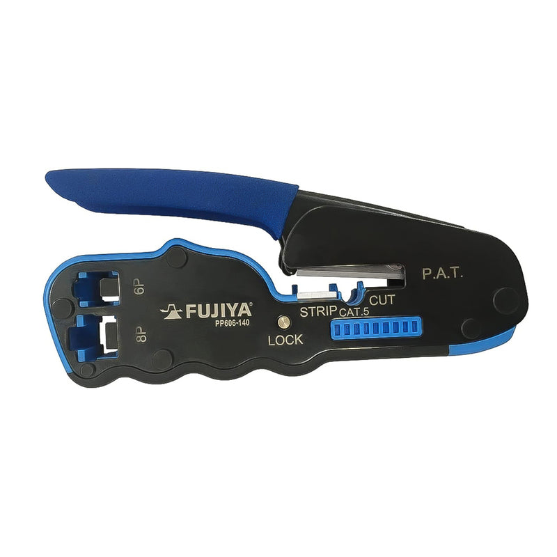 Kìm bấm mạng đa năng Fujiya PP606-140 bấm RJ45/RJ11, cắt tuốt cáp LAN, dụng cụ thi công mạng 3 trong 1