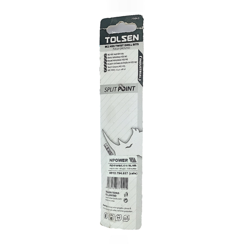Mũi khoan Inox HSS/M2 đuôi trơn công nghiệp.  Size 1mm ~ 13mm TOLSEN, tiêu chuẩn DIN338 (Split point 135°)