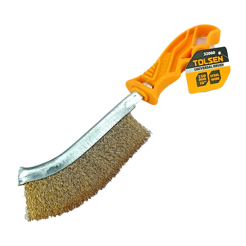 Bàn chải sắt 250mm/10 inch, sợi thép, tay cầm nhựa TOLSEN 32060