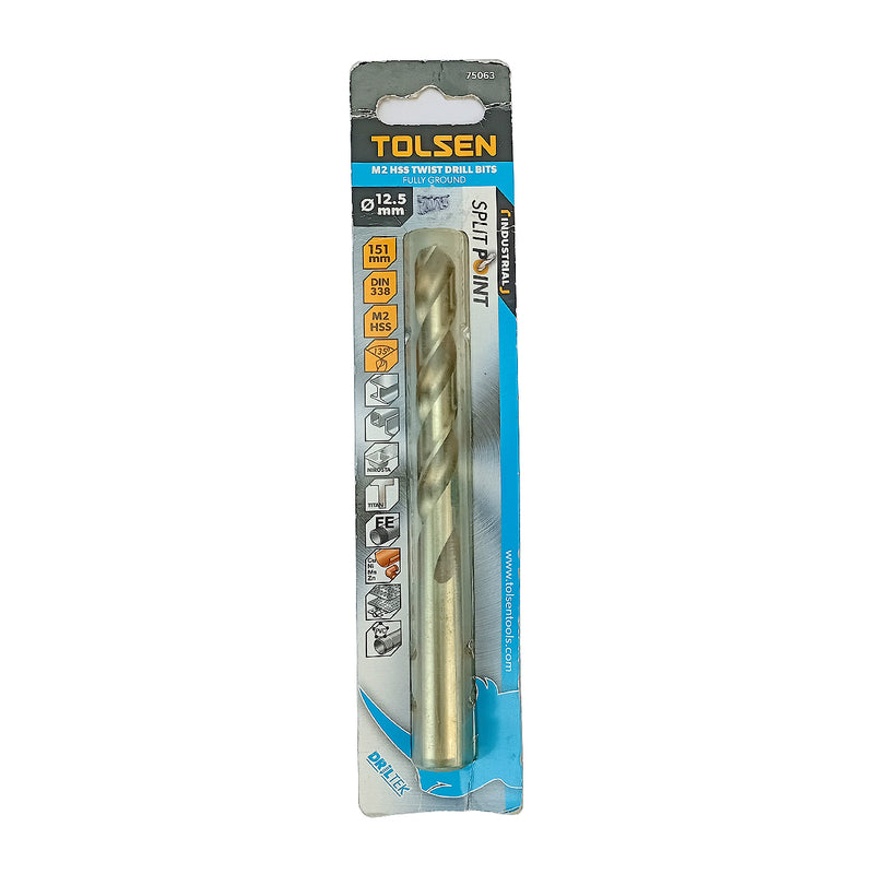 Mũi khoan Inox HSS/M2 đuôi trơn công nghiệp.  Size 1mm ~ 13mm TOLSEN, tiêu chuẩn DIN338 (Split point 135°)