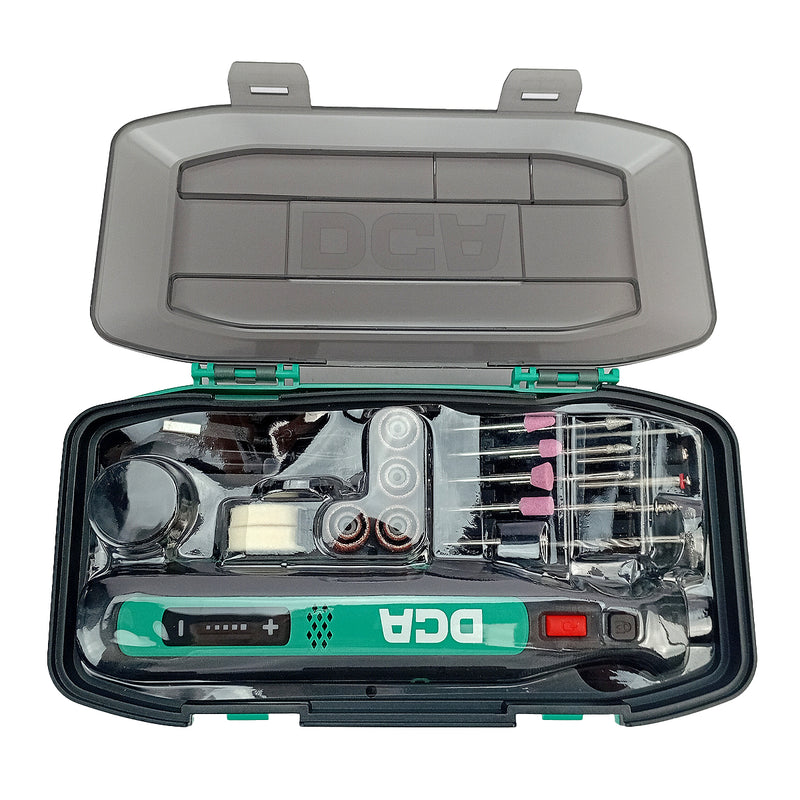 Máy mài khuôn mini dùng pin 4V DCA ADSJ0801E cốt 3.2mm, sạc type C