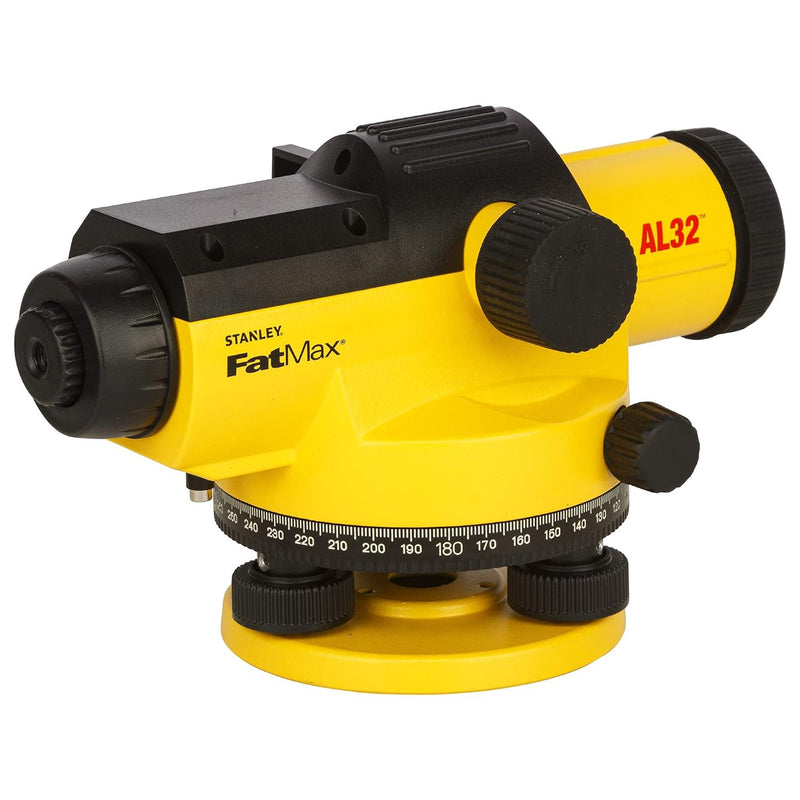 Máy thủy bình quang học Stanley FatMax AL32XL 1-77-238 màu vàng đen độ phóng đại 32x kèm khóa bộ bù và bàn độ ngang