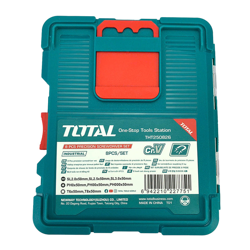 Bộ tua vít mini 8 chi tiết Total THT250826 (tua vít dẹp, tua vít bake và tua vít lục giác)
