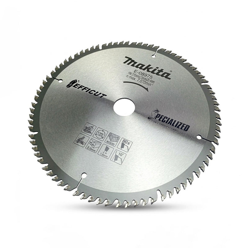 Lưỡi cưa gỗ TCT Makita công nghệ Efficut đường kính 216mm, số răng từ 45-80 kiểu ATBR, lỗ cốt 25.4mm dùng cho máy cưa đa góc ( Cấp 5 sao )