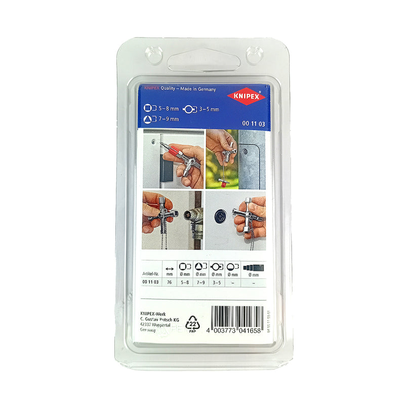 Bộ chìa khóa đa năng, chuyên dùng mở tủ điện công nghiệp KNIPEX 00 11 03 chiều dài 76mm