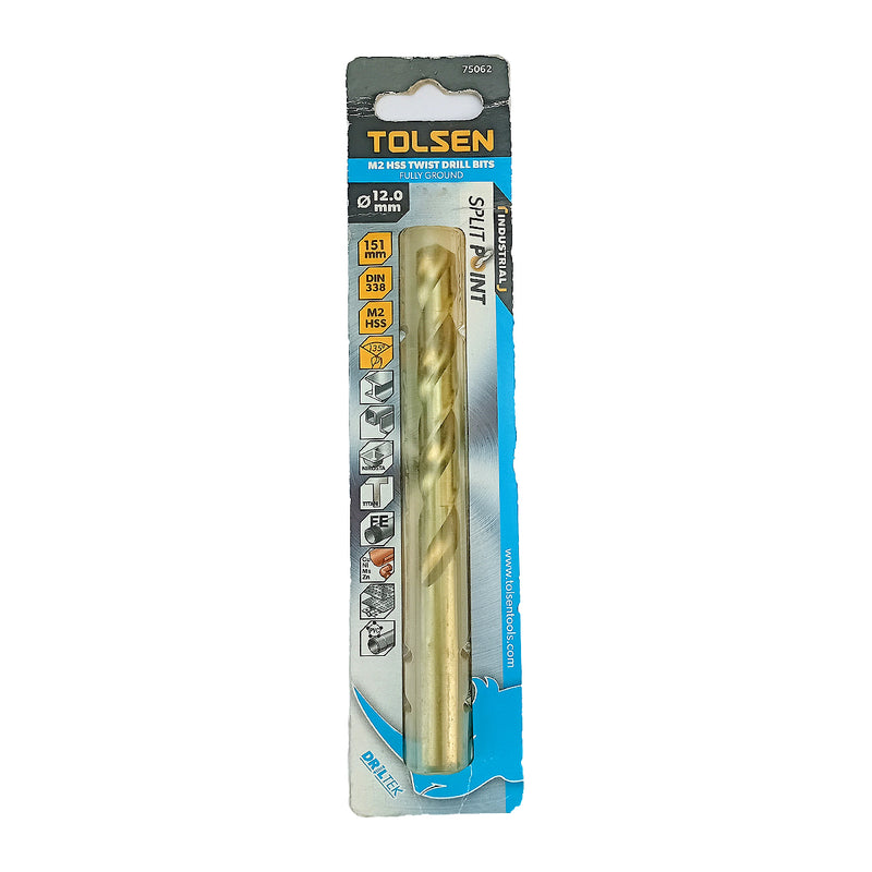 Mũi khoan Inox HSS/M2 đuôi trơn công nghiệp.  Size 1mm ~ 13mm TOLSEN, tiêu chuẩn DIN338 (Split point 135°)