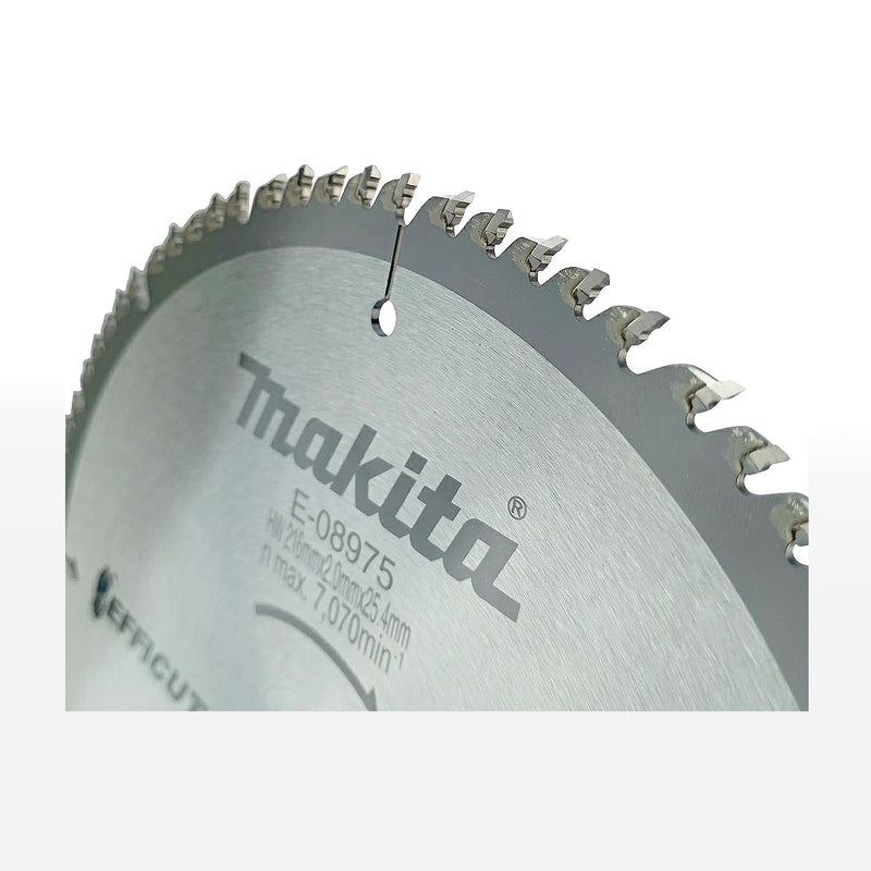 Lưỡi cưa gỗ TCT Makita công nghệ Efficut đường kính 216mm, số răng từ 45-80 kiểu ATBR, lỗ cốt 25.4mm dùng cho máy cưa đa góc ( Cấp 5 sao )