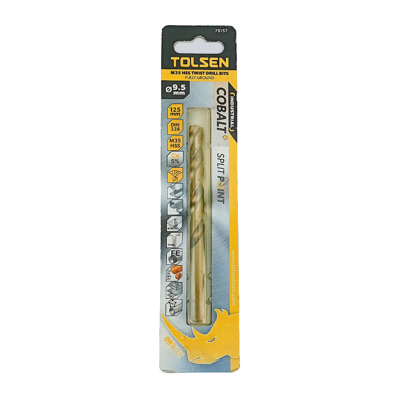 Mũi khoan Inox HSS/M35 (Co5%) tiêu chuẩn công nghiệp 1mm ~ 16mm TOLSEN