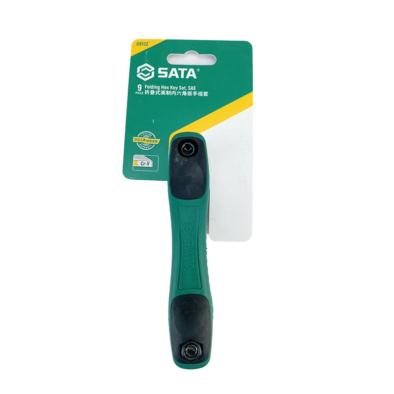 Bộ lục giác gập 9 chi tiết, hệ inch SATA 09122 kích thước từ 1/4 inch - 5/32 inch