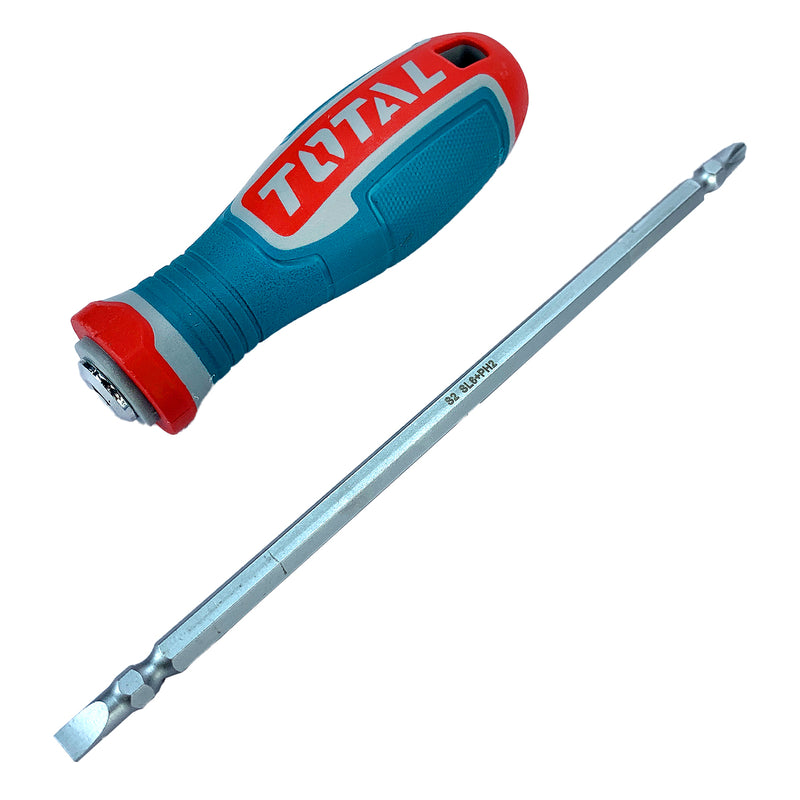 Bộ tua vít đổi đầu 2 trong 1 Total THT250266 dài 150mm (1 đầu vặn vít bake PH2, 1 đầu vặn vít dẹp SL6)