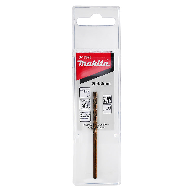 Mũi khoan Inox HSS-Co 5% Makita, đuôi tròn, kích thước từ 1.5mm - 13mm