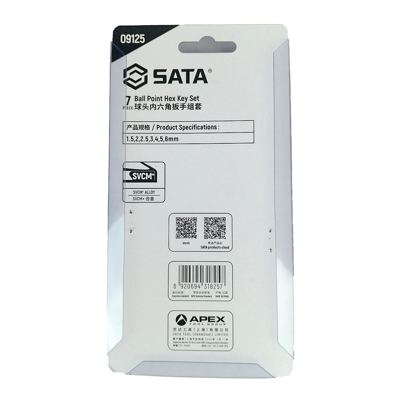 7Pc. Ball Point Hex Key Set SATA 09125