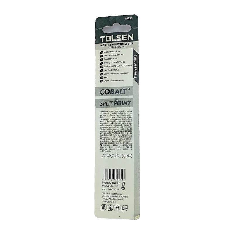 Mũi khoan Inox HSS/M35 (Co5%) tiêu chuẩn công nghiệp 1mm ~ 16mm TOLSEN