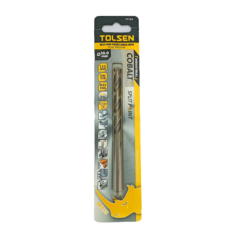 Mũi khoan Inox HSS/M35 (Co5%) tiêu chuẩn công nghiệp 1mm ~ 16mm TOLSEN