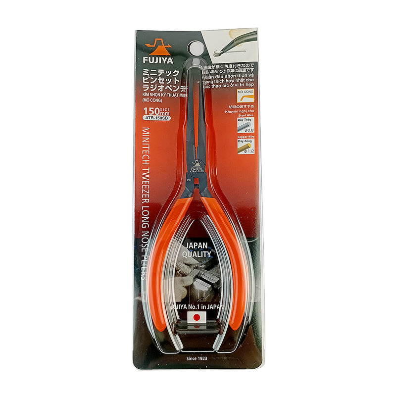 Kìm mũi siêu nhọn, dáng cong, có lò xo trợ lực Fujiya ATR-150SB chiều dài 150mm