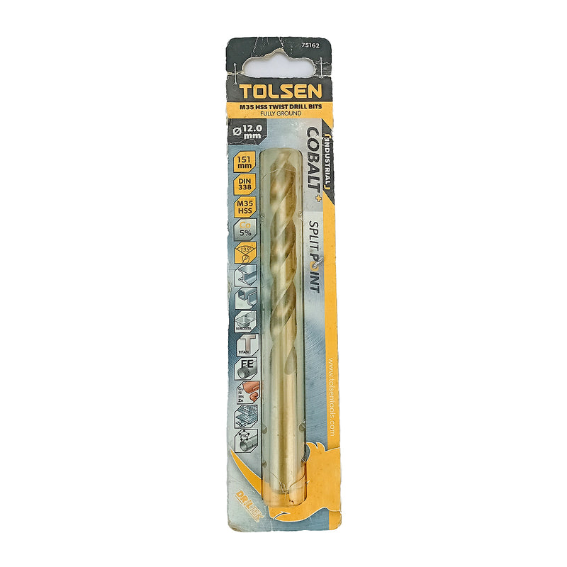 Mũi khoan Inox HSS/M35 (Co5%) tiêu chuẩn công nghiệp 1mm ~ 16mm TOLSEN