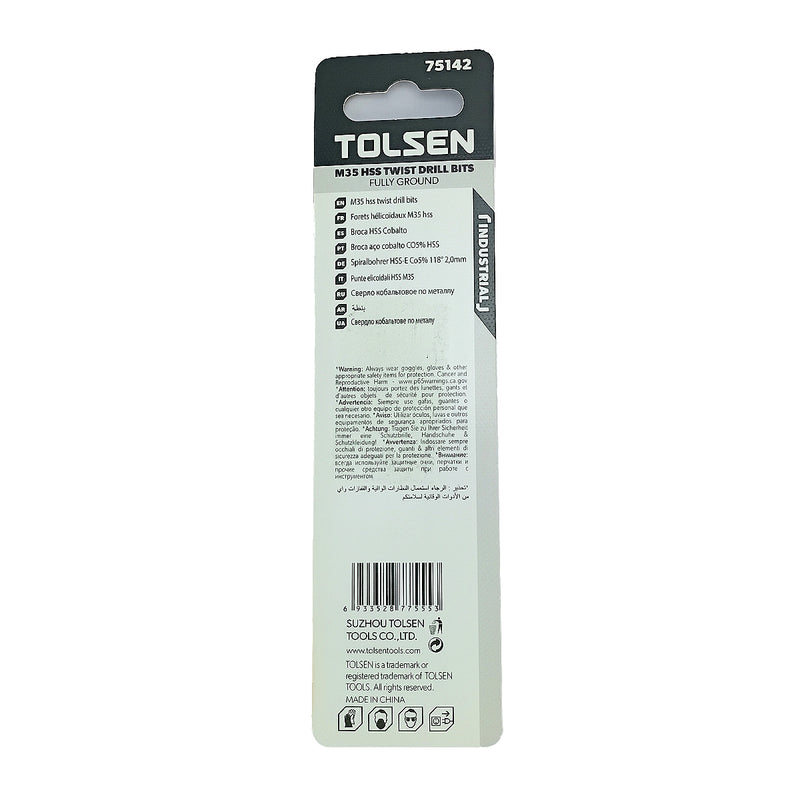 Mũi khoan Inox HSS/M35 (Co5%) tiêu chuẩn công nghiệp 1mm ~ 16mm TOLSEN
