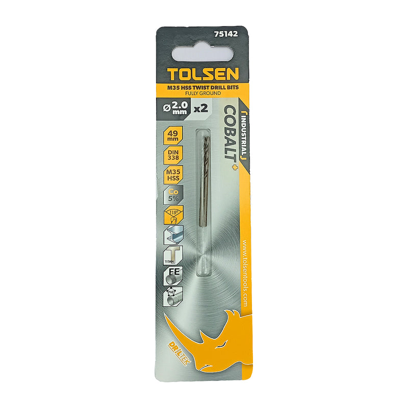 Mũi khoan Inox HSS/M35 (Co5%) tiêu chuẩn công nghiệp 1mm ~ 16mm TOLSEN