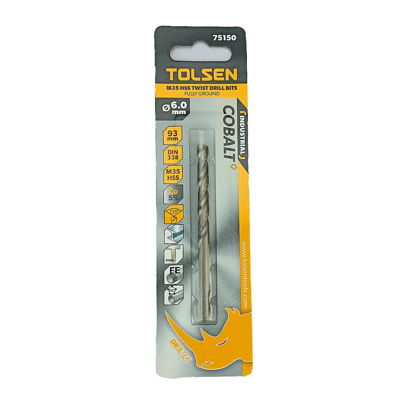 Mũi khoan Inox HSS/M35 (Co5%) tiêu chuẩn công nghiệp 1mm ~ 16mm TOLSEN