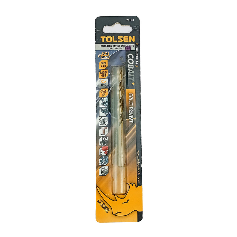 Mũi khoan Inox HSS/M35 (Co5%) tiêu chuẩn công nghiệp 1mm ~ 16mm TOLSEN