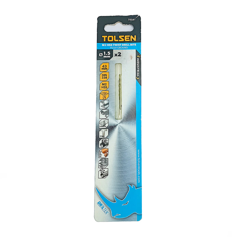 Mũi khoan Inox HSS/M2 đuôi trơn công nghiệp.  Size 1mm ~ 13mm TOLSEN, tiêu chuẩn DIN338 (Split point 135°)