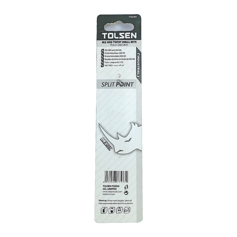 Mũi khoan Inox HSS/M2 đuôi trơn công nghiệp.  Size 1mm ~ 13mm TOLSEN, tiêu chuẩn DIN338 (Split point 135°)