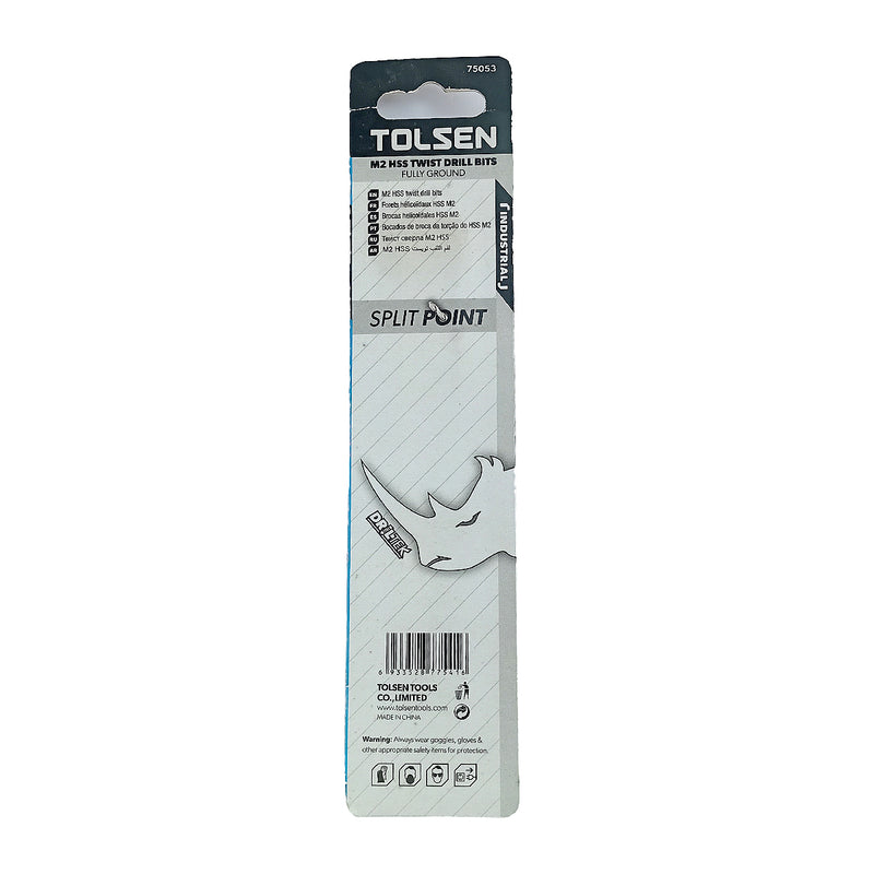 Mũi khoan Inox HSS/M2 đuôi trơn công nghiệp.  Size 1mm ~ 13mm TOLSEN, tiêu chuẩn DIN338 (Split point 135°)
