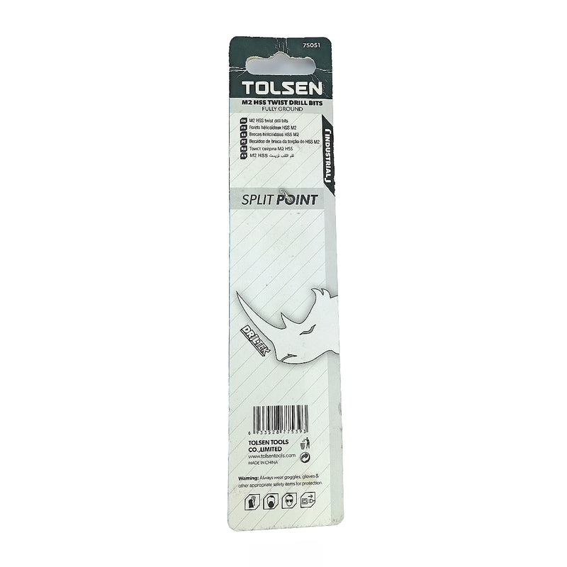 Mũi khoan Inox HSS/M2 đuôi trơn công nghiệp.  Size 1mm ~ 13mm TOLSEN, tiêu chuẩn DIN338 (Split point 135°)