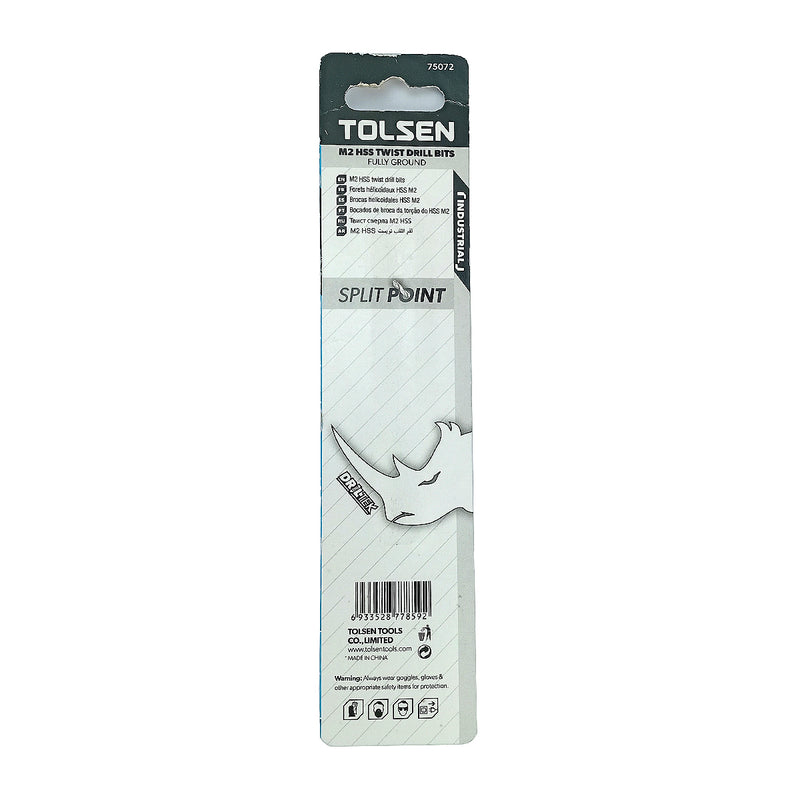 Mũi khoan Inox HSS/M2 đuôi trơn công nghiệp.  Size 1mm ~ 13mm TOLSEN, tiêu chuẩn DIN338 (Split point 135°)