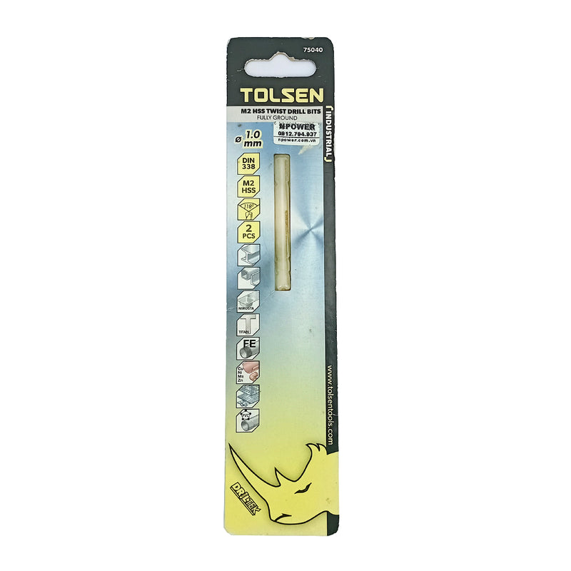 Mũi khoan Inox HSS/M2 đuôi trơn công nghiệp.  Size 1mm ~ 13mm TOLSEN, tiêu chuẩn DIN338 (Split point 135°)